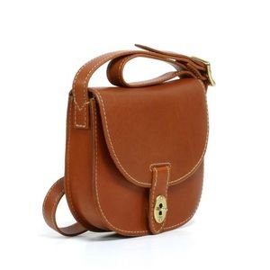 Fossil Austin Leather Saddle Small Crossbody Bag Camel OS